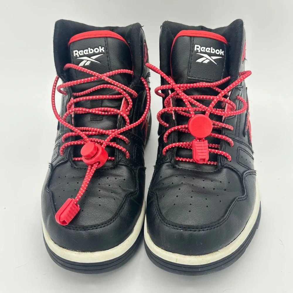 Reebok Maverick Mid‎ Kids Basketball Sneakers Black Red Boys 3K Toggle Laces